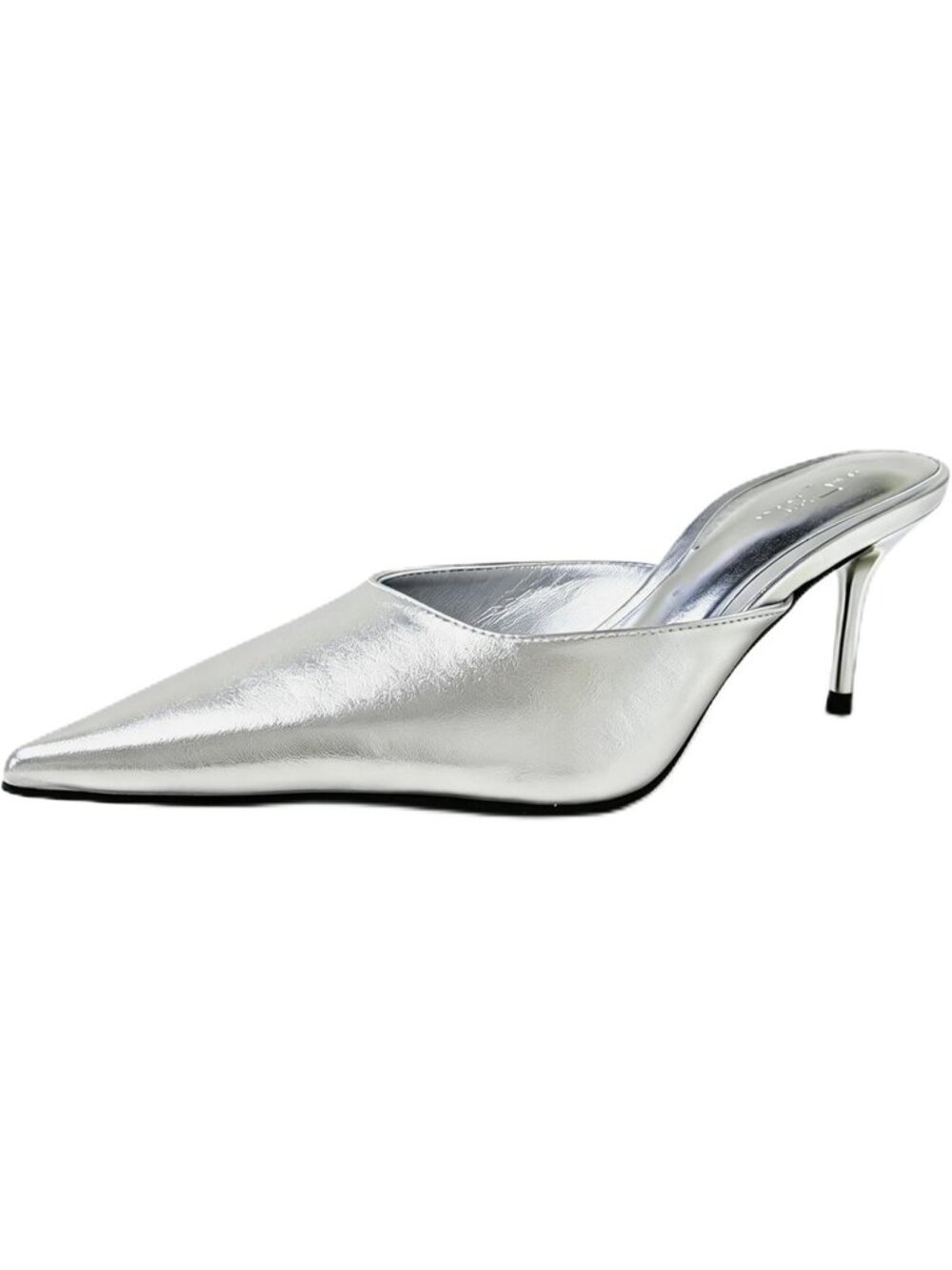 Women's Silver Faux Leather Stiletto Closed Toe Heel Sandals Fashion Heeled